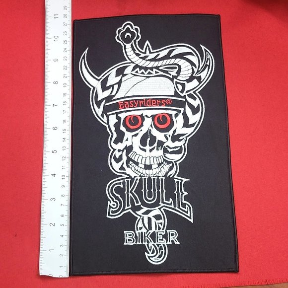Vintage Easy Riders Brand Skull and Snake Motorcycle Biker Patch Large Black Col - Picture 8 of 11